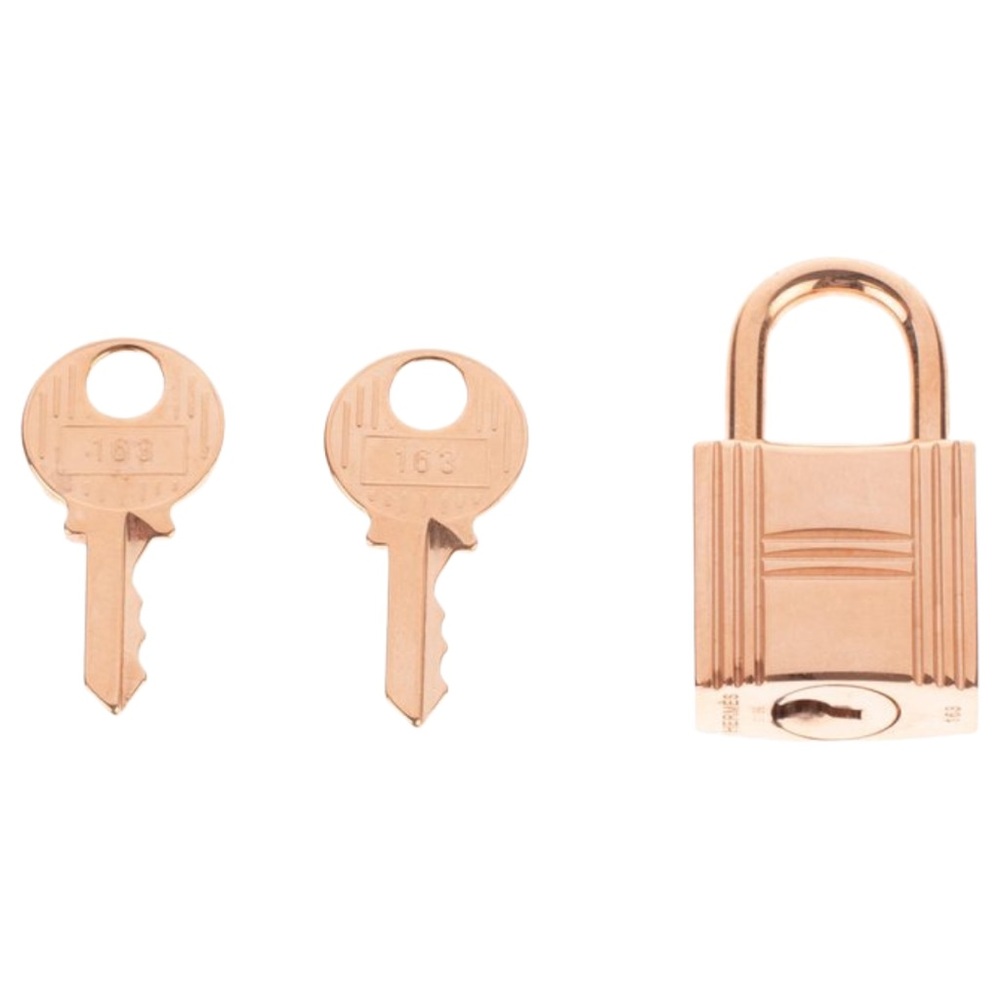 NEW Authentic Hermes Rose Gold Cadenas Lock Padlock & 2 Keys Set + Plastic Seal